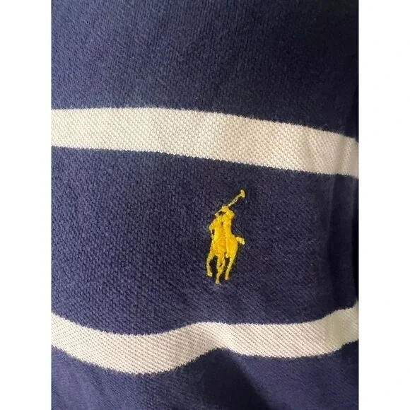 Polo Ralph Lauren‎ Navy White Striped Shirt Short Sleeve L - Picture 2 of 4